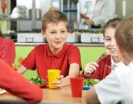 Children in school cafeteria