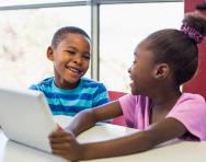 Children using a tablet computer