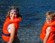 Children wearing life jackets