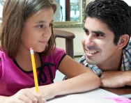 Dad helping with homework