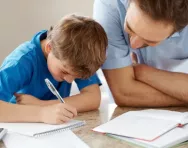 Father and son homework time