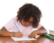 Girl practising handwriting