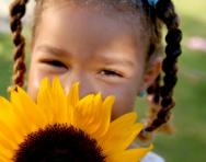 Little girl with sunflower