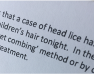 School letter about headlice