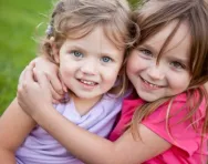 Little girls hugging