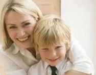 Happy mum and son hugging Happy mum and son hugging