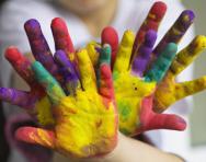 Children's painted hands