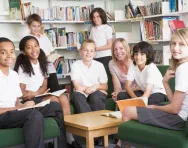 Pupils in school library Pupils in school library