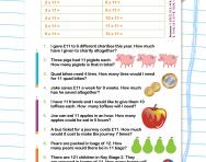 11 times table word problems worksheet