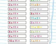 11 times table practice drill worksheet