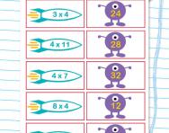 4 times table matching challenge worksheet
