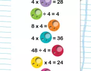 4 times table number sentences worksheet