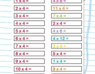 4 times table practice drill worksheet