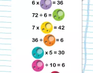 6 times table number sentences worksheet