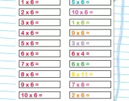 6 times table practice drill worksheet