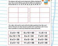 6 times table space bingo game
