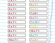 7 times table practice drill worksheet