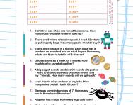 8 times table word problems worksheet