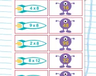 8 times table matching challenge worksheet