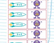 9 times table matching challenge worksheet