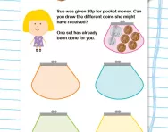 Adding coins to make 20p worksheet