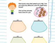 Adding coins to make 30p worksheet