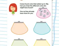 Adding coins to make 40p worksheet