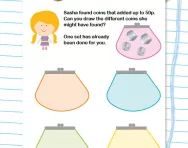 Adding coins to make 50p worksheet