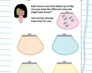 Adding coins to make 60p worksheet