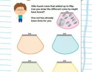 Adding coins to make 90p worksheet
