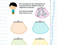 Adding coins to make £1 worksheet