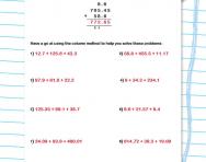 Adding decimal numbers using column addition worksheet