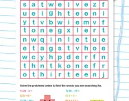 Addition and subtraction to 20 wordsearch