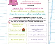 Adverbial phrases in sentences worksheet