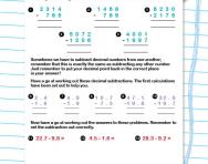 Borrowing and decimal subtractions worksheet