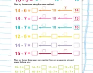Bridging through 10: subtraction worksheet