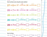 Bridging through 30: addition worksheet