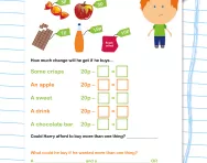 Calculating change to 20p worksheet