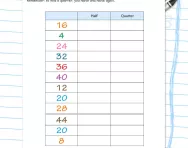 Calculating halves and quarters worksheet
