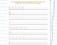 Handwriting worksheet: capital letters (straight lines) E F H I L T