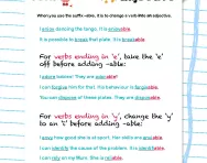 Changing verbs into adjectives with the suffix -able worksheet