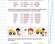 Changing verbs to add -ing and -ed worksheet