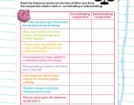 Co-ordinating and subordinating conjunctions worksheet