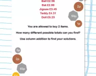 Column addition money worksheet