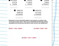 Column addition with three-, four- and five-digit numbers