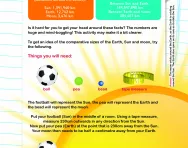 Comparative sizes of the Earth, sun and moon activity