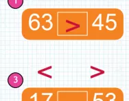 Comparing and ordering numbers to 100 using the greater than and less than symbols tutorial