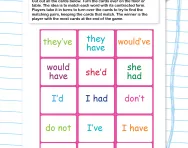 Contractions memory game worksheet