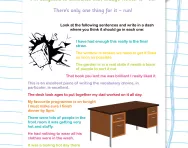 Dashes to link clauses worksheet