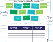 Days in each month worksheet